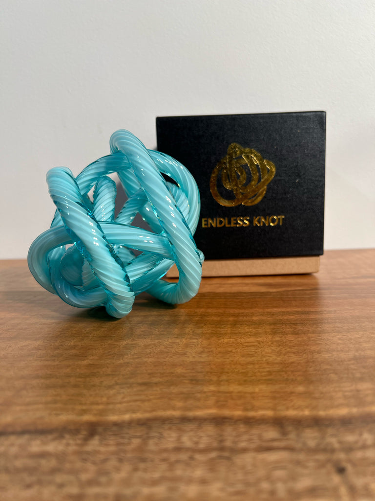 Endless Knot Turquoise Blue Twist Boxed with Affirmation Card